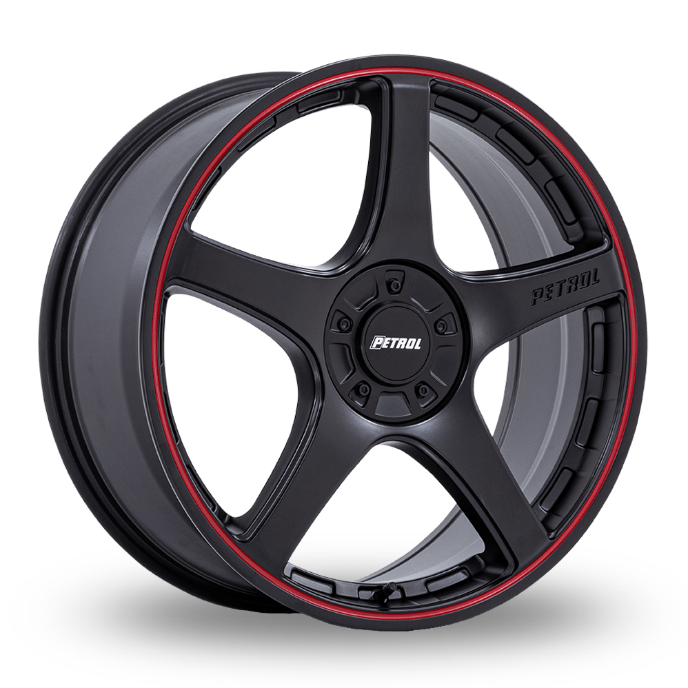 Petrol PE003 P2E (USA Warehouse) Matte Black With Red Lip Alloy Wheels