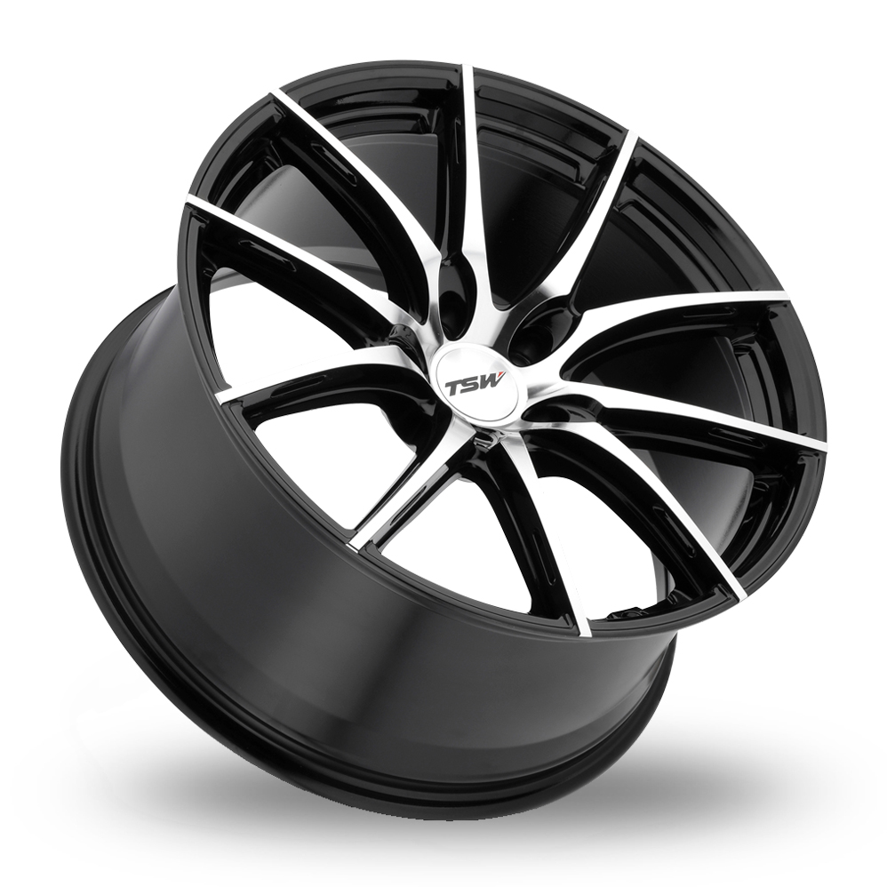 20" TSW Sprint Gloss Black With Mirror Cut Face Alloy Wheels