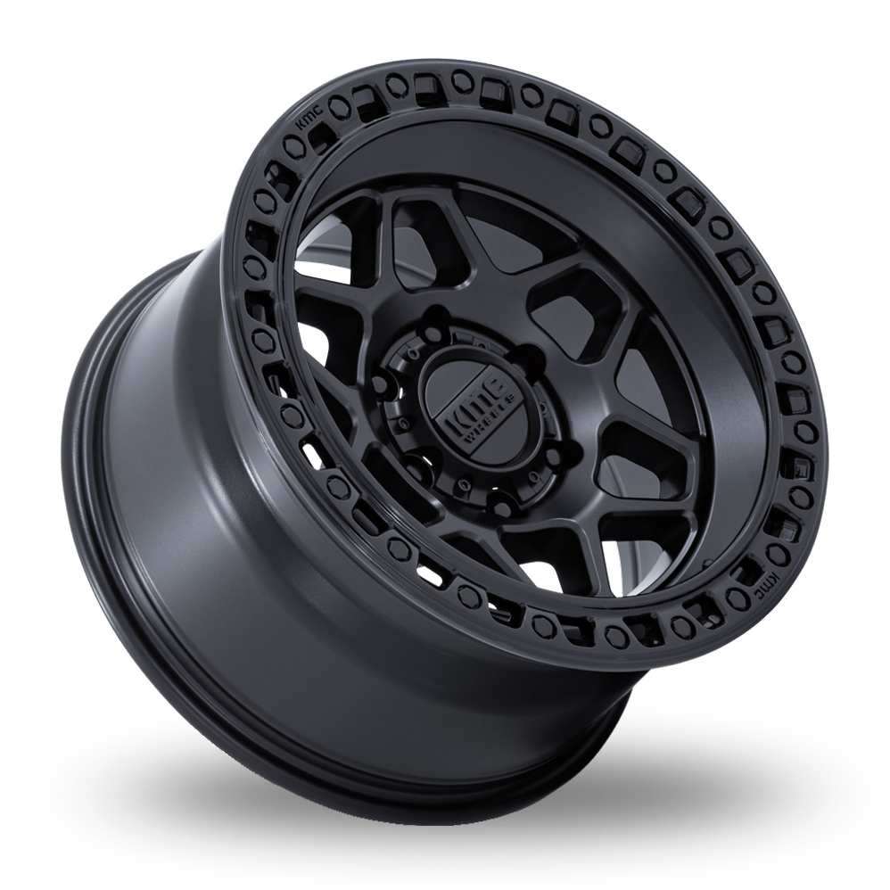 17" KMC KM553 Torx Matte Black With Gloss Black Lip Alloy Wheels