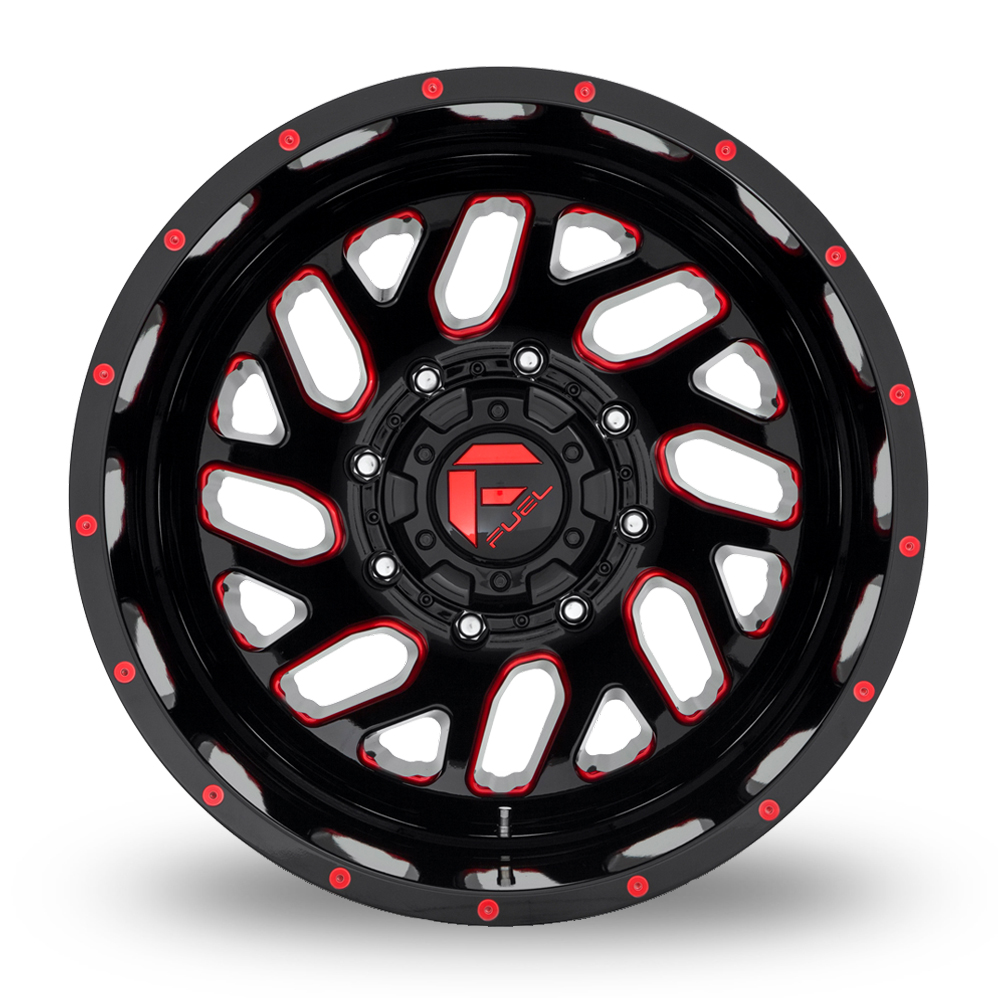 20" Fuel Off-Road D656 Triton Gloss Black Red Tinted Clear Alloy Wheels