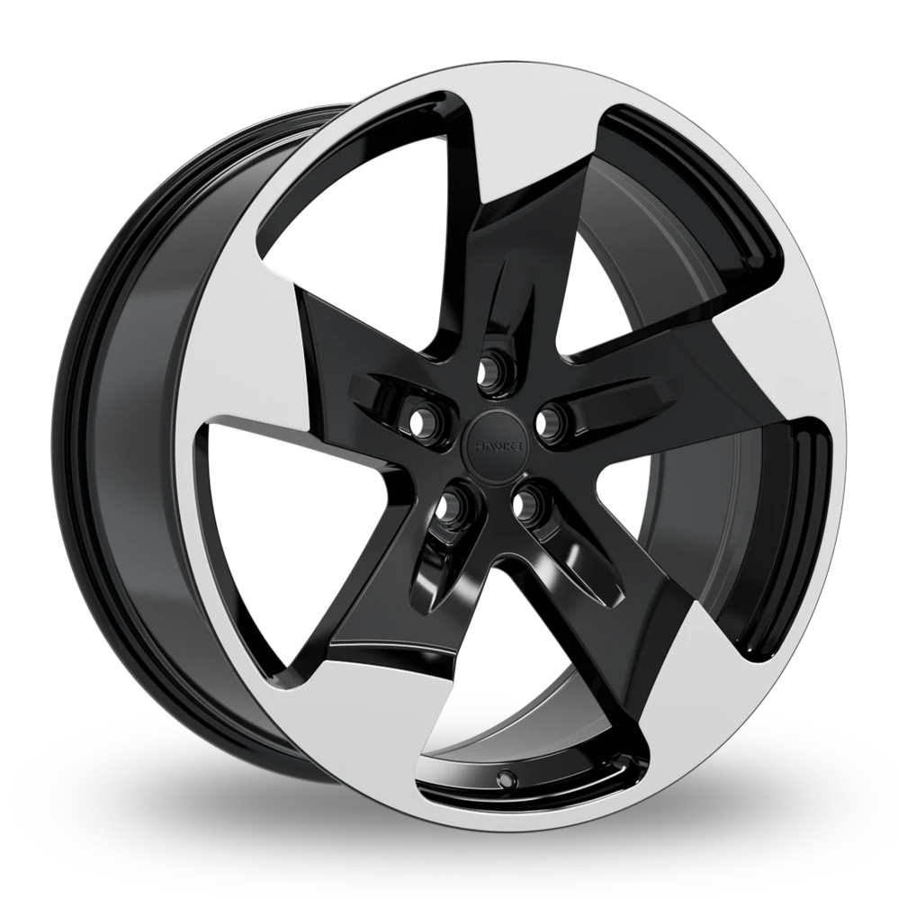 Hawke Five Tooth Black Polished Alloy Wheels