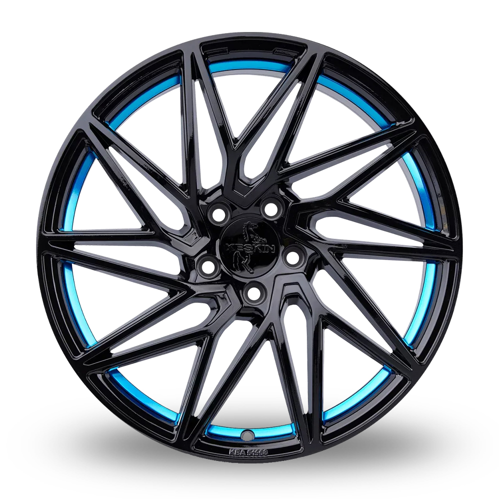 18" Keskin Tuning KT20 Gloss Black Blue Inside Alloy Wheels
