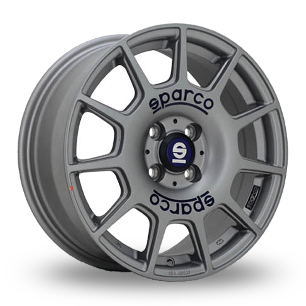 7.5x17 5x112 ET45 Sparco Terra (Matt Silver Tech Blue Lettering) (73.0cb) (PLY Ring) (675kg Load) (IT) Alloy Wheels