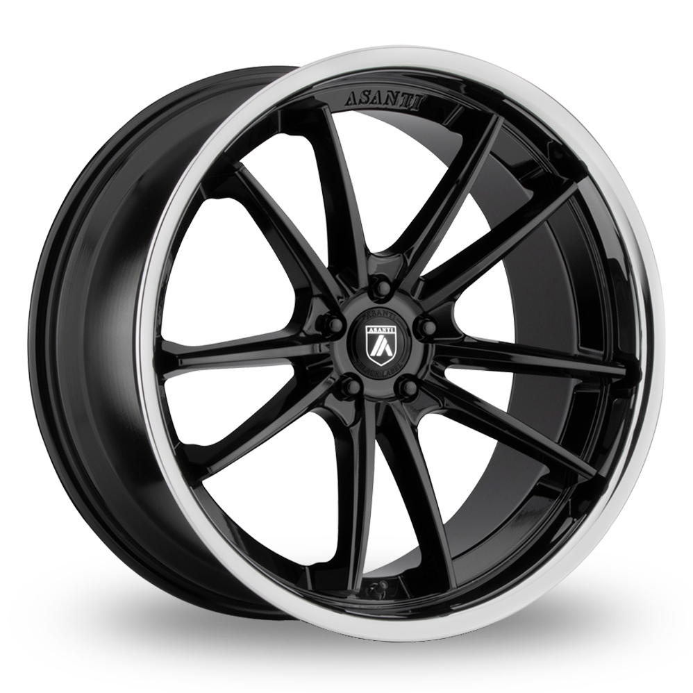 Asanti Black ABL-23 Sigma (USA Warehouse) Gloss Black With Chrome Lip Alloy Wheels