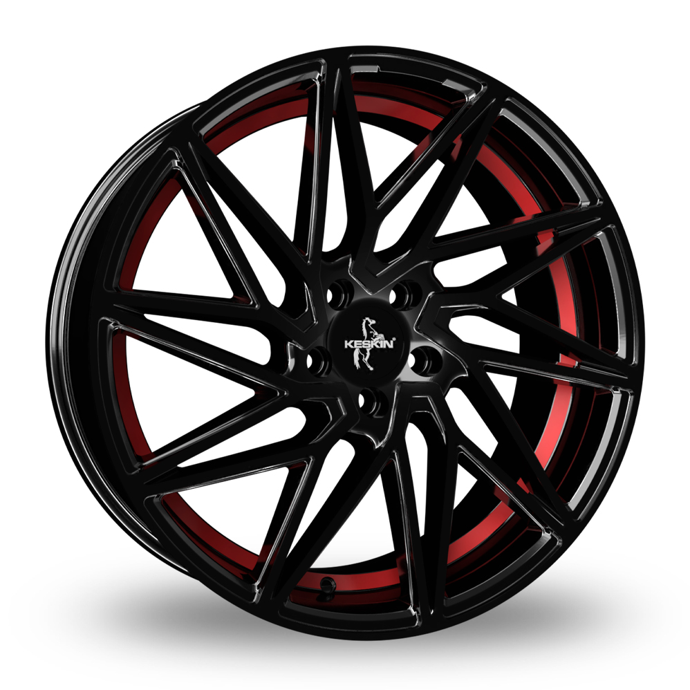 Keskin Tuning KT20 Gloss Black Red Inside Alloy Wheels