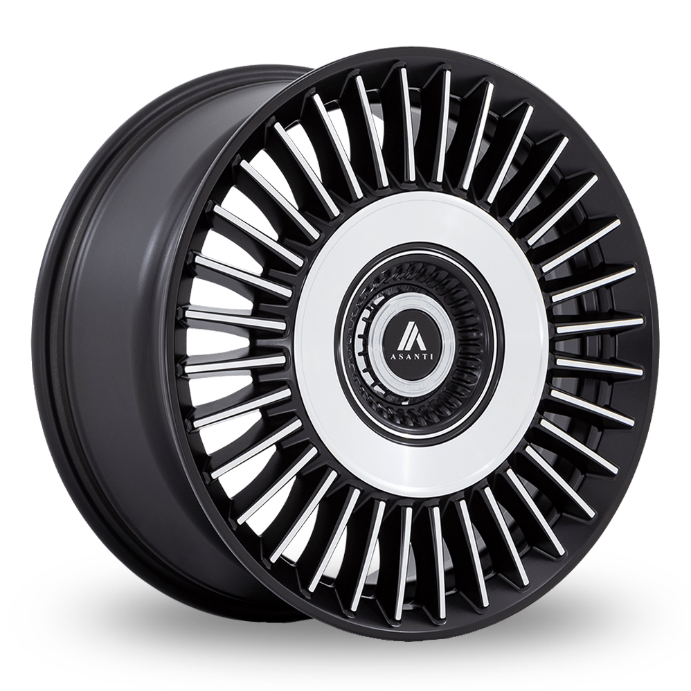 Asanti Black AB040 Tiara Satin Black Bright Mach Face Alloy Wheels
