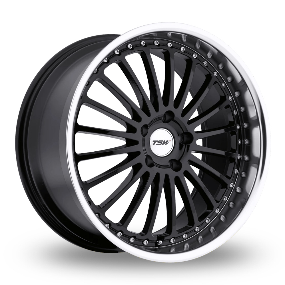 TSW Silverstone (USA Warehouse) Gloss Black With Mirror Cut Lip Alloy Wheels