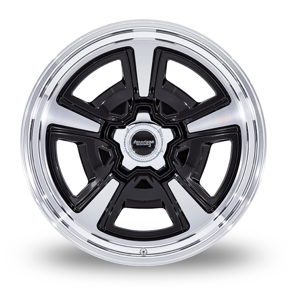 20" American Racing Vintage VN517 Marauder Gloss Black Machined With Diamond Cut Lip Alloy Wheels