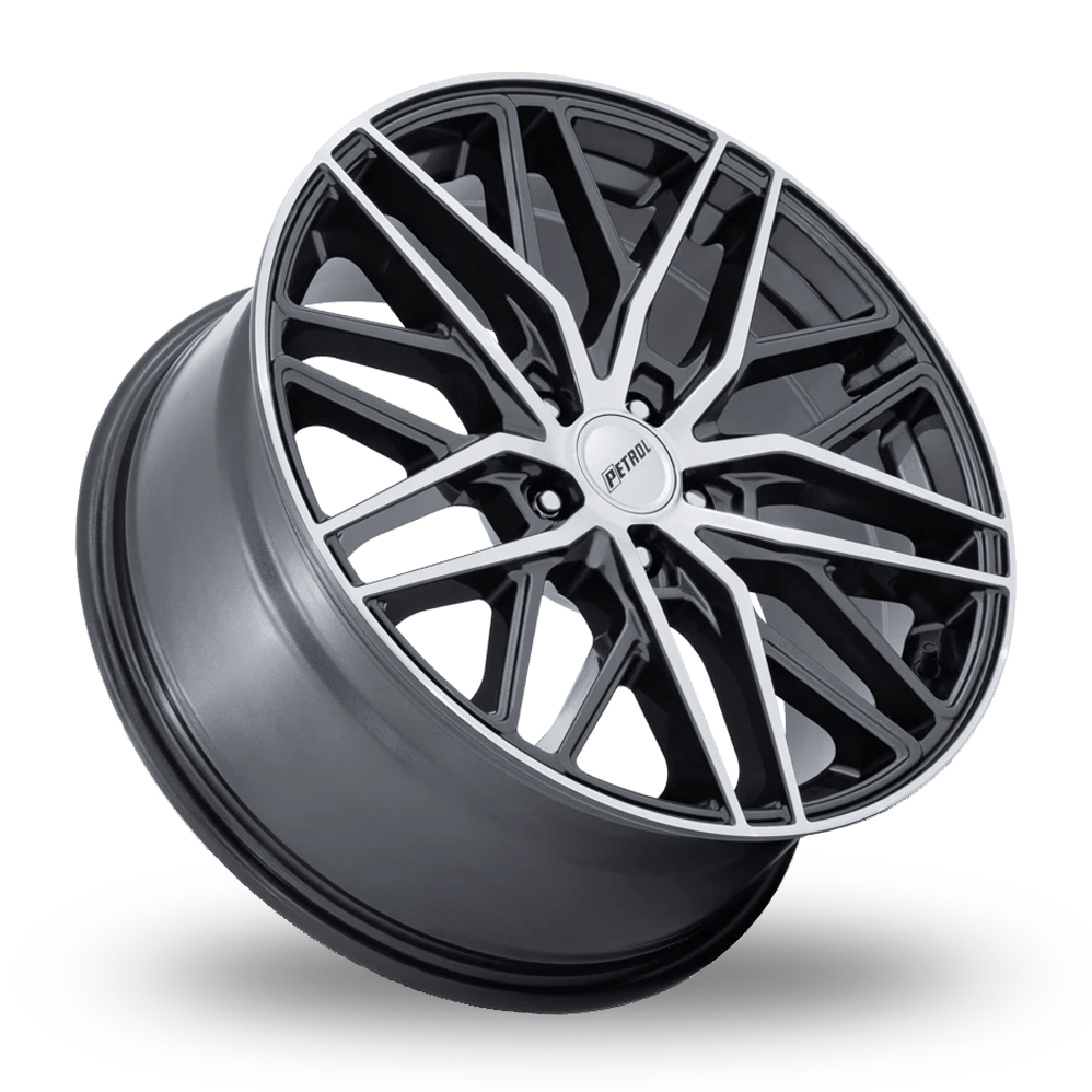 18" Petrol PE004 P3E (USA Warehouse) Gloss Gunmetal With Brushed Machined Face Alloy Wheels