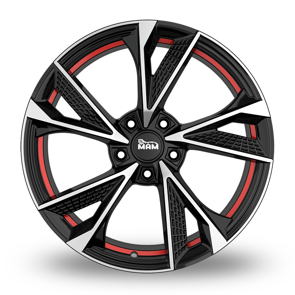 16" MAM RS6 Black Polished Red Inside Alloy Wheels