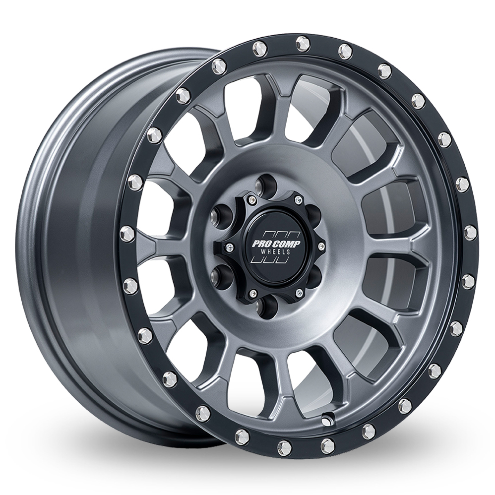Pro Comp Alloys PA34 Rockwell (USA Warehouse) Matte Graphite With Black Lip Alloy Wheels