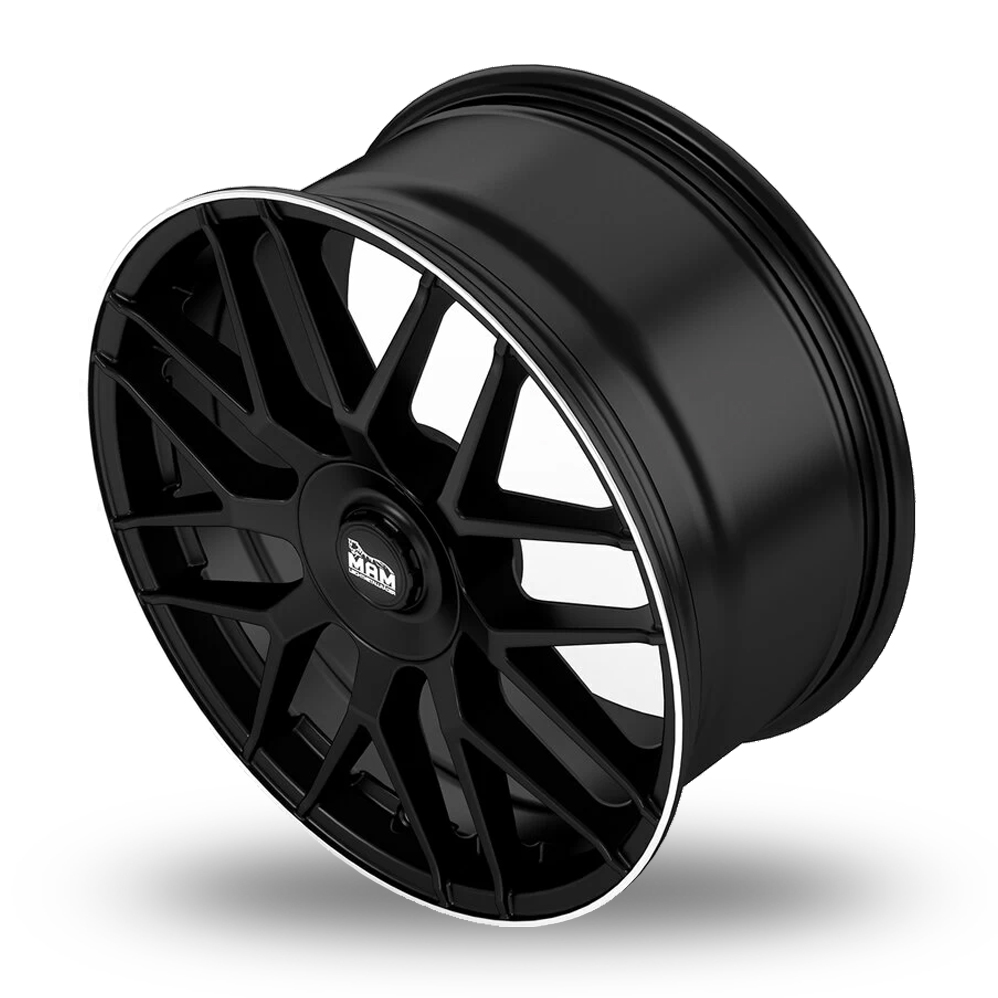 17" MAM GT1 Matt Black Polished Lip Alloy Wheels