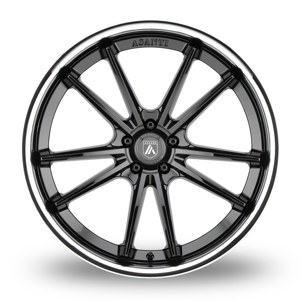 20" Asanti Black ABL-23 Sigma Gloss Black With Chrome Lip Alloy Wheels