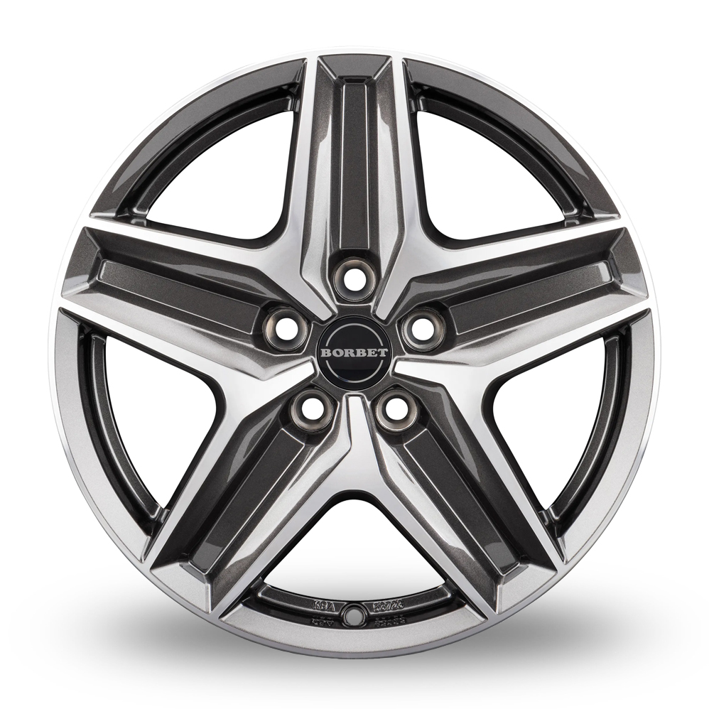 17" Borbet CWZ Gloss Anthracite Polished Alloy Wheels