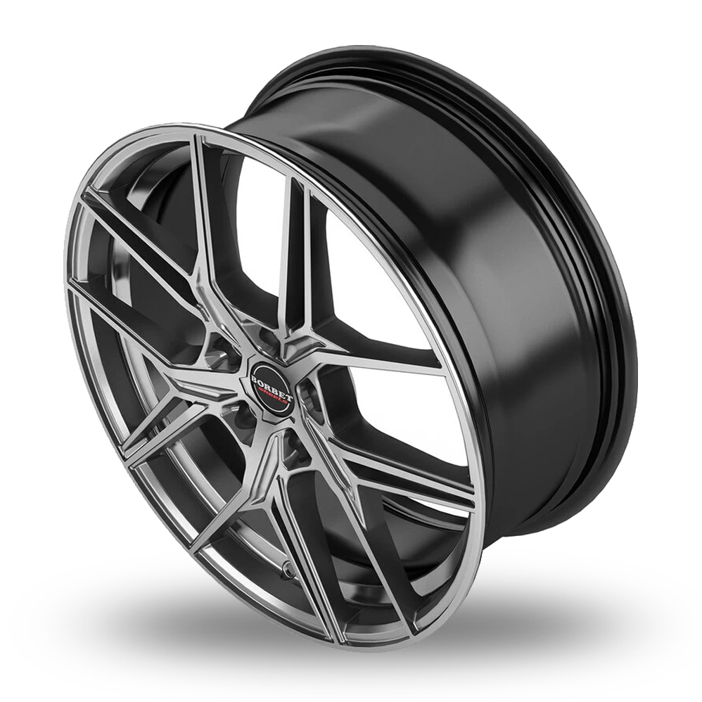 20" Borbet QX Hyper Black Silver Alloy Wheels