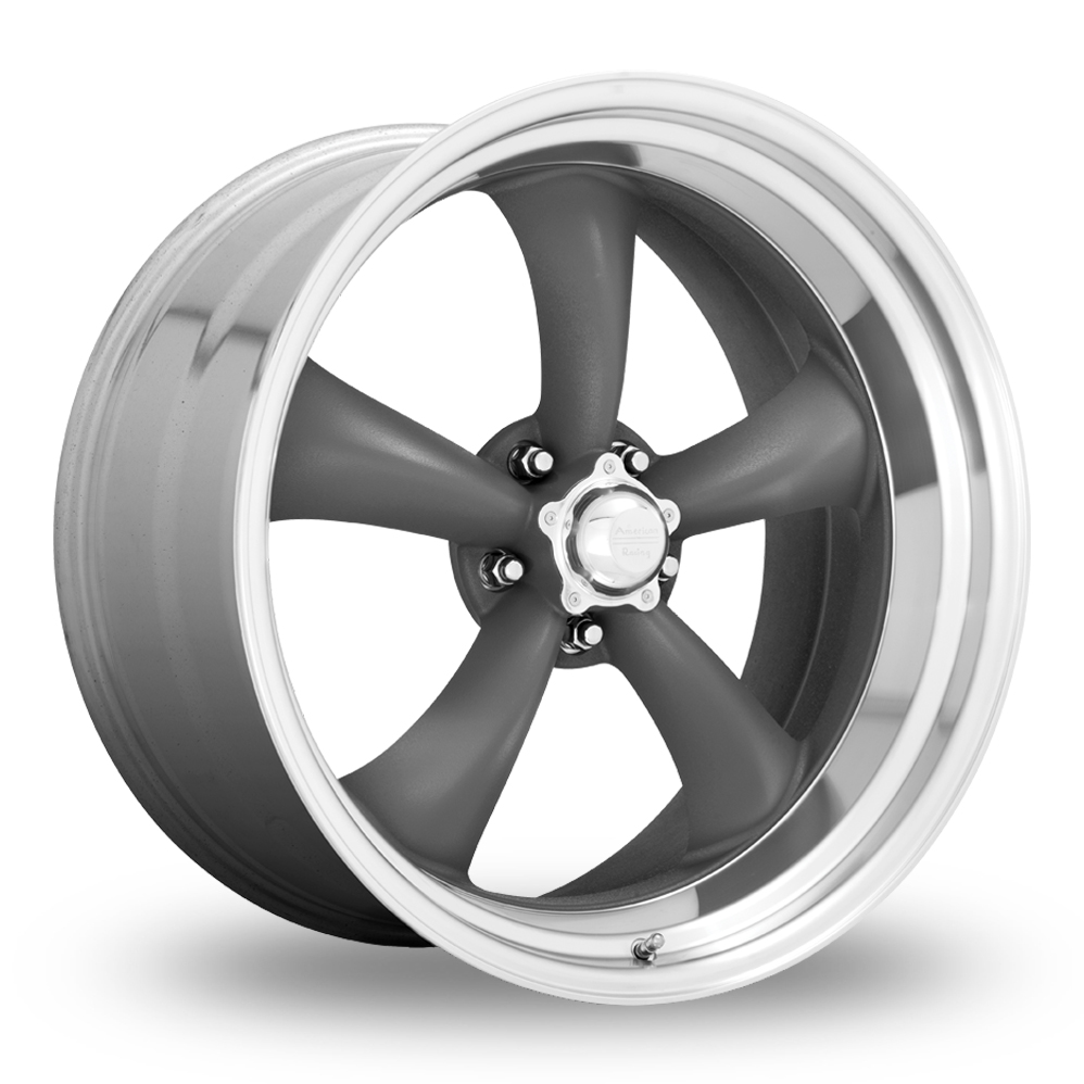 American Racing Vintage VN215 Classic Torq Thrust II Mag Gray With Machined Lip Alloy Wheels