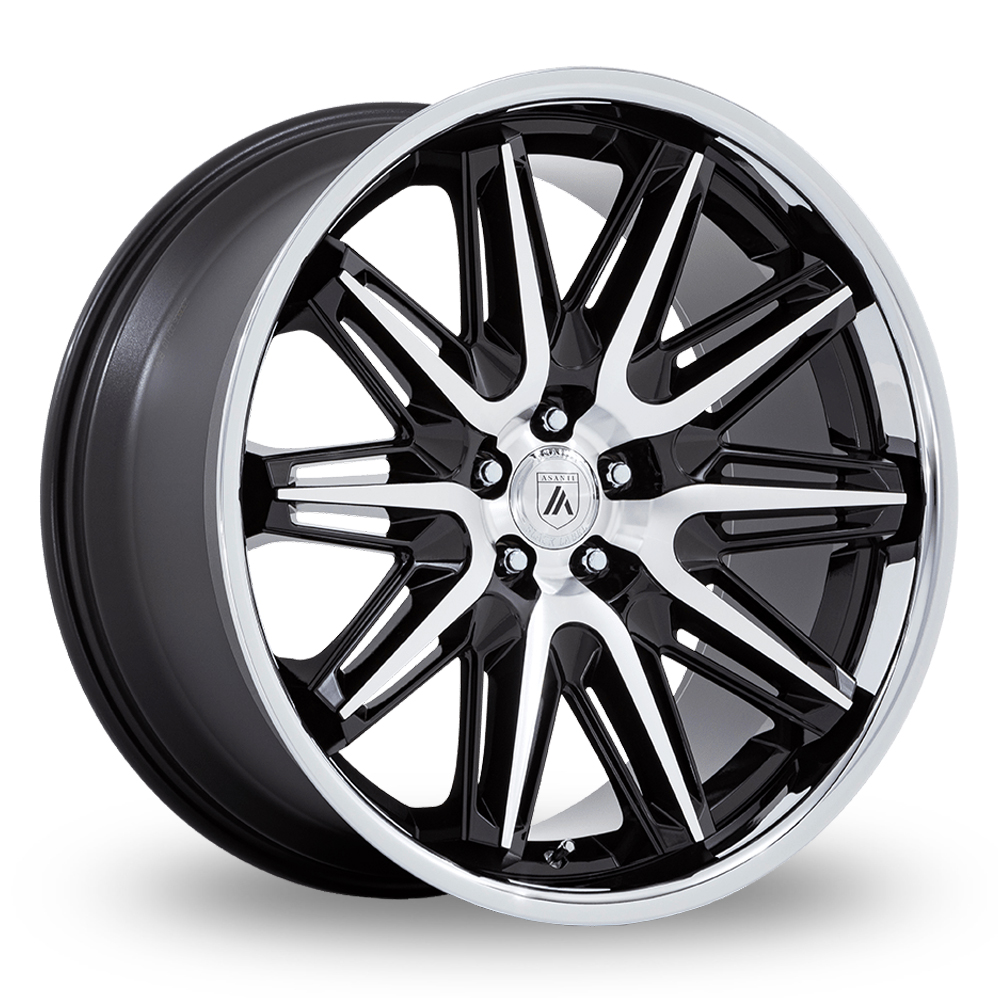 Asanti Black AB047 Imperator Gloss Black Machined With Stainless Steel Lip Alloy Wheels