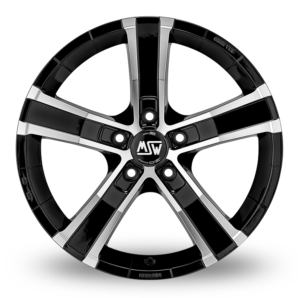 18" OZ Racing Sahara 5 Gloss Black Polished Alloy Wheels