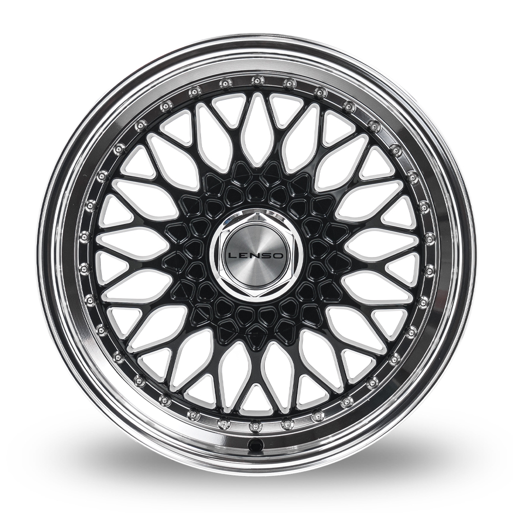 15" Lenso BSX Gloss Black Polished Alloy Wheels