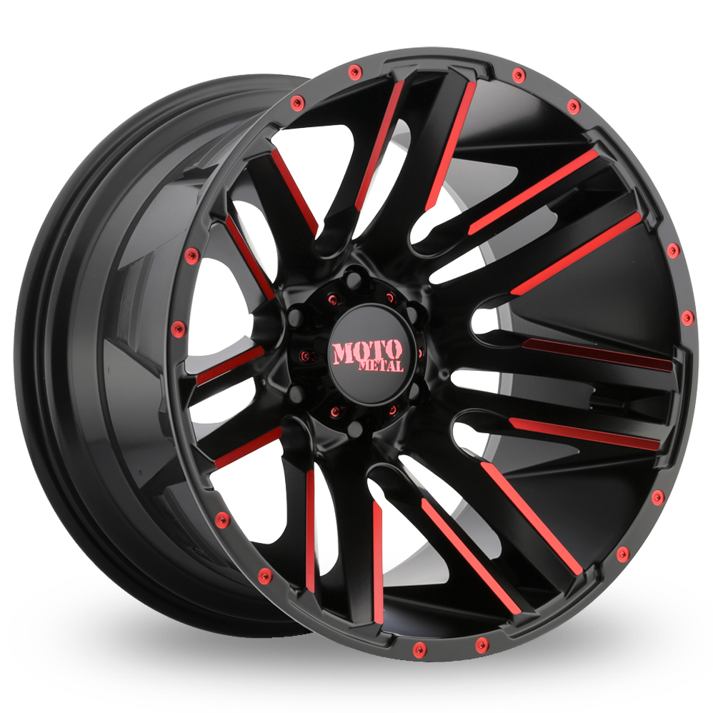 Moto Metal MO978 Razor (USA Warehouse) Satin Black Machined With Red Clear Coat Alloy Wheels