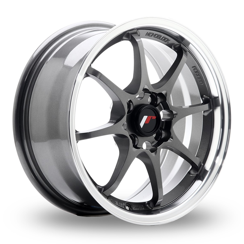 Japan Racing JR5 (7x15) Gunmetal Machined Lip Alloy Wheels