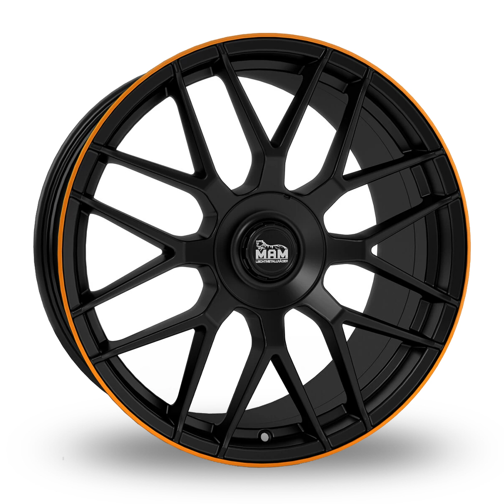 MAM GT1 Matt Black Lip Orange Alloy Wheels