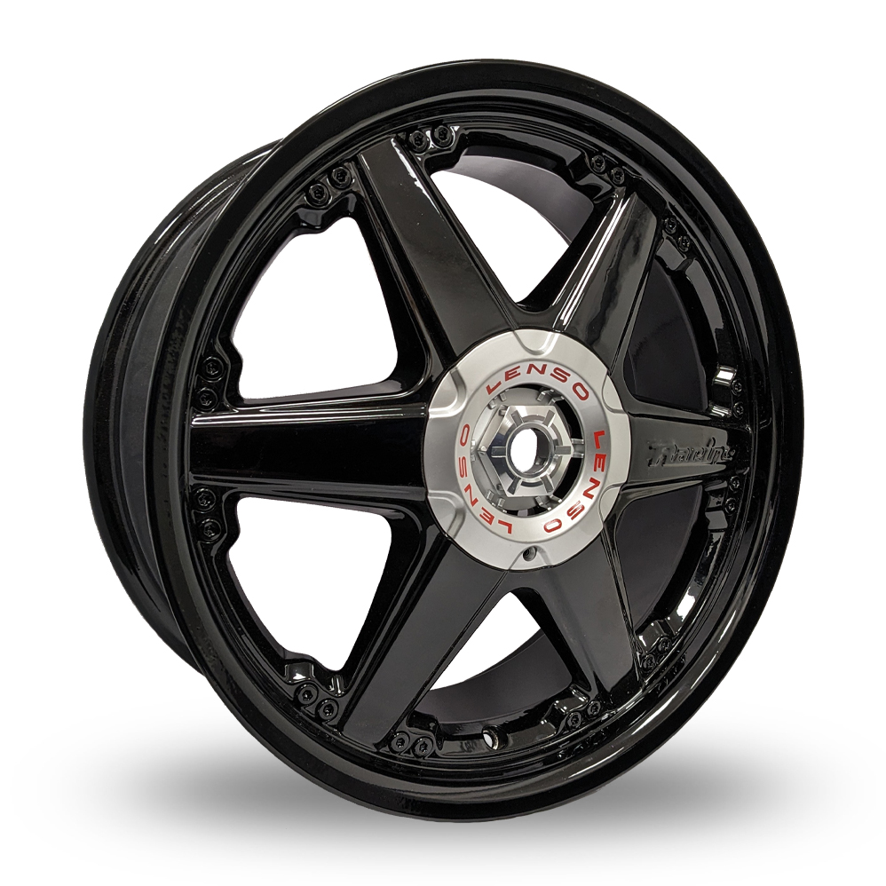 7X17 5x110 ET38 LENSO REIZEN (Gloss Black) 73.1 (690KG) ***Silver Caps*** Alloy Wheels