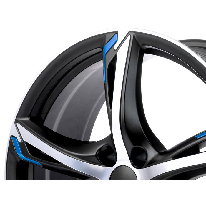 20" Ronal R62 Blue Matt Black Polished Blue Alloy Wheels