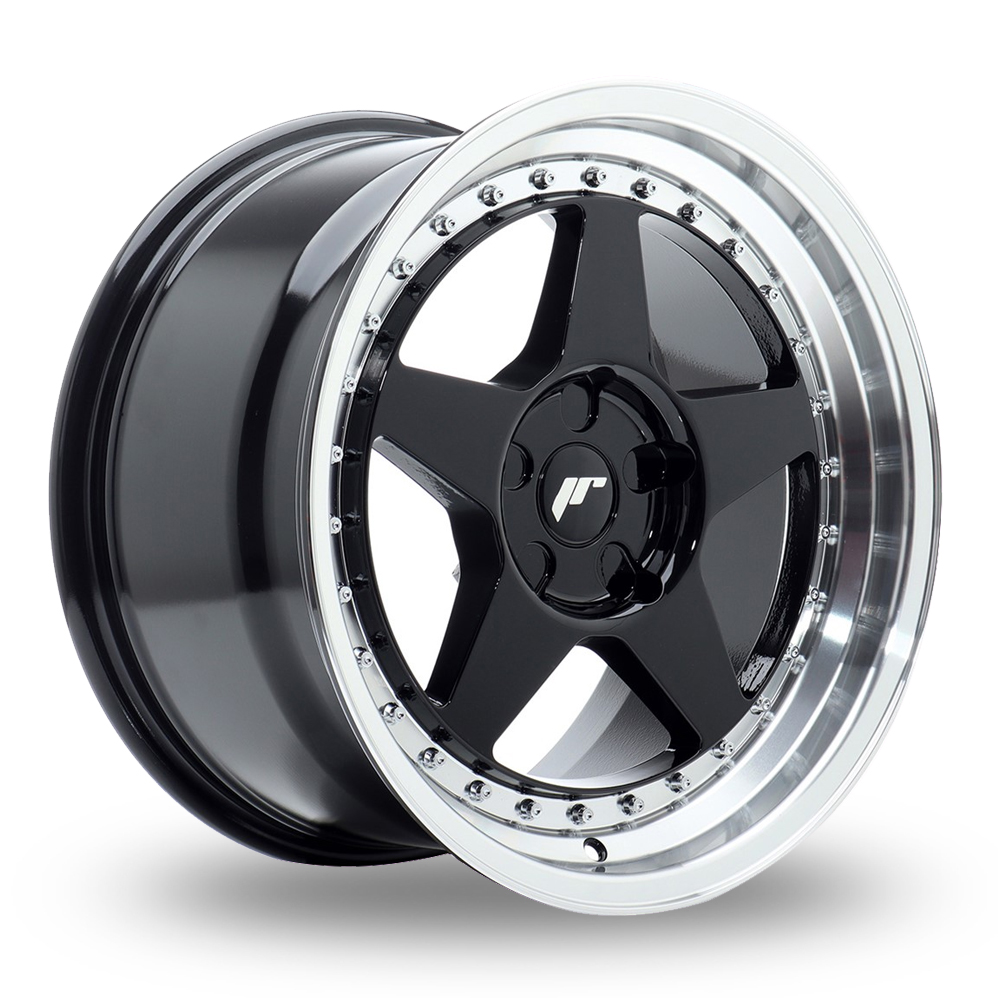 Japan Racing JR6 (9x17) (Custom Fitment) Gloss Black Machined Lip Alloy Wheels