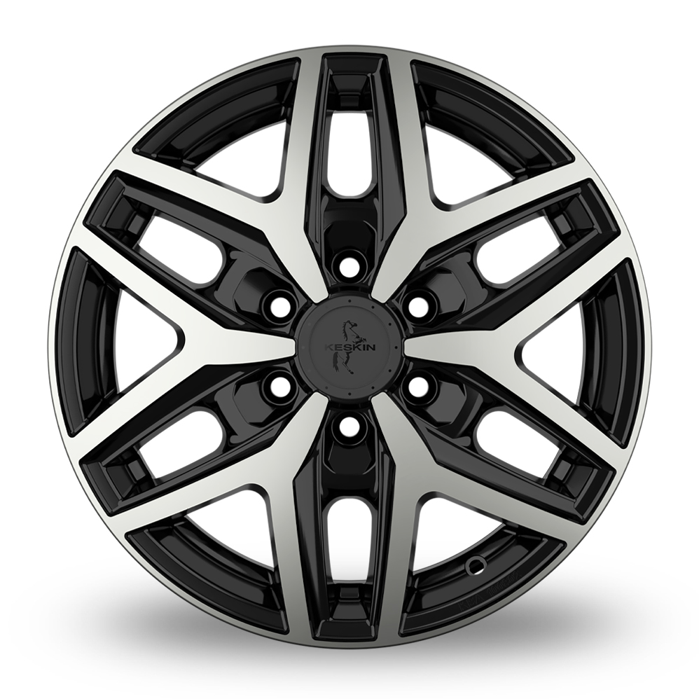16" Keskin Tuning KT C1-6L Black Polished Alloy Wheels