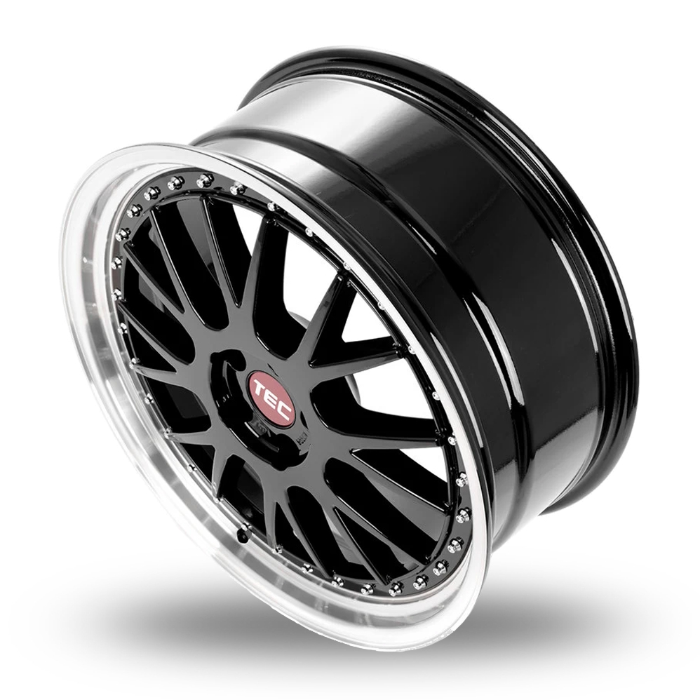 20" TEC Speedwheels GT EVO Gloss Black Polished Lip Alloy Wheels