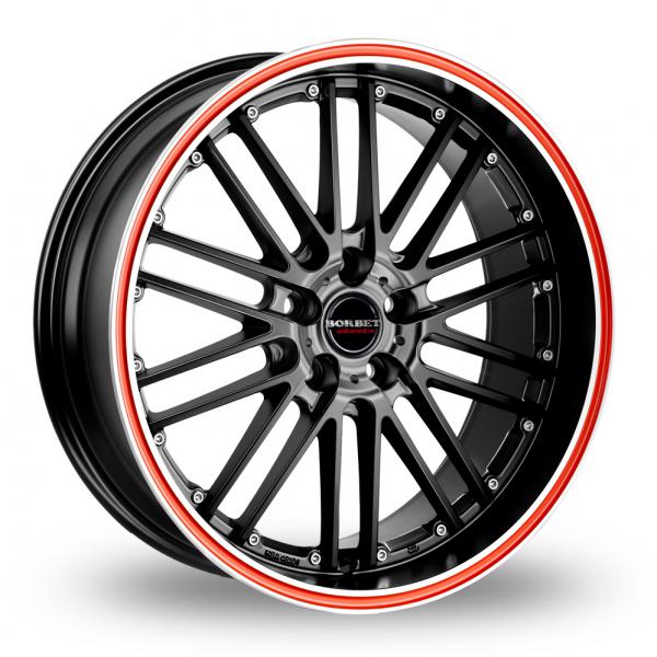 19 Inch Borbet CW2 R 5 Black Red Alloy Wheels