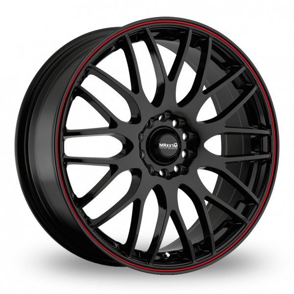 15 Inch Maxxim Maze Black Red Alloy Wheels