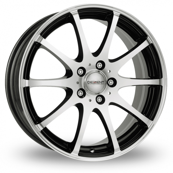 16 Inch Dezent V Black Polished Alloy Wheels